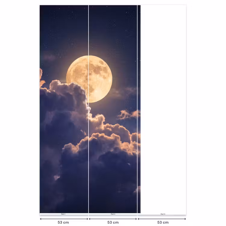 Maan - Wolken - Nacht - Oranje Behang Vlies klein -USP_banen