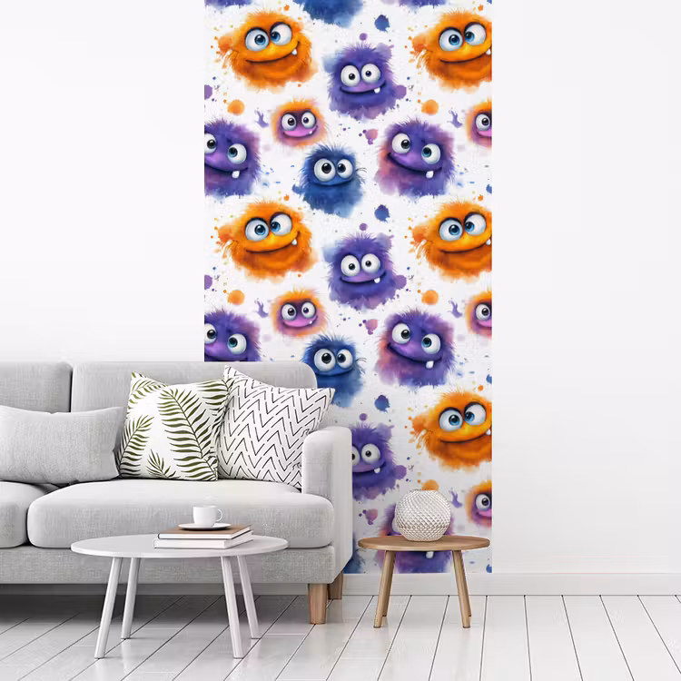 Monstertjes - Aquarel - Kleurrijk fotobehang vinyl groot 64 -woonkamer