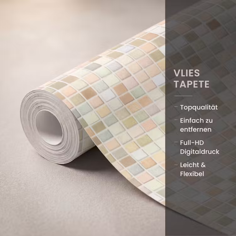 Mozaïek - Patroon - Beige Behang Vlies klein 1076 -USP_closeupDE