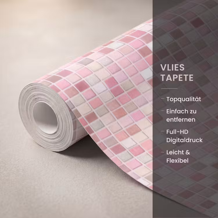 Mozaïek - Patroon - Roze Behang Vlies klein 1076 -USP_closeupDE
