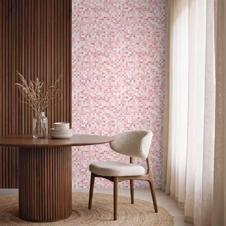 Mozaïek - Patroon - Roze Behang Vlies klein 1076 -sfeer1