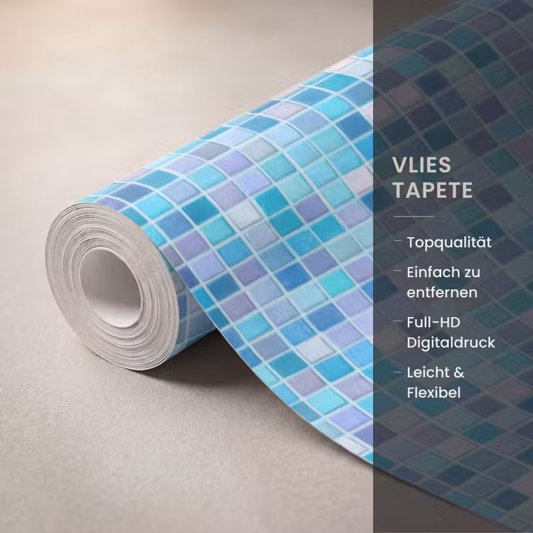 Mozaïek - Patroon - Turquoise Behang Vlies klein 1076 -USP_closeupDE