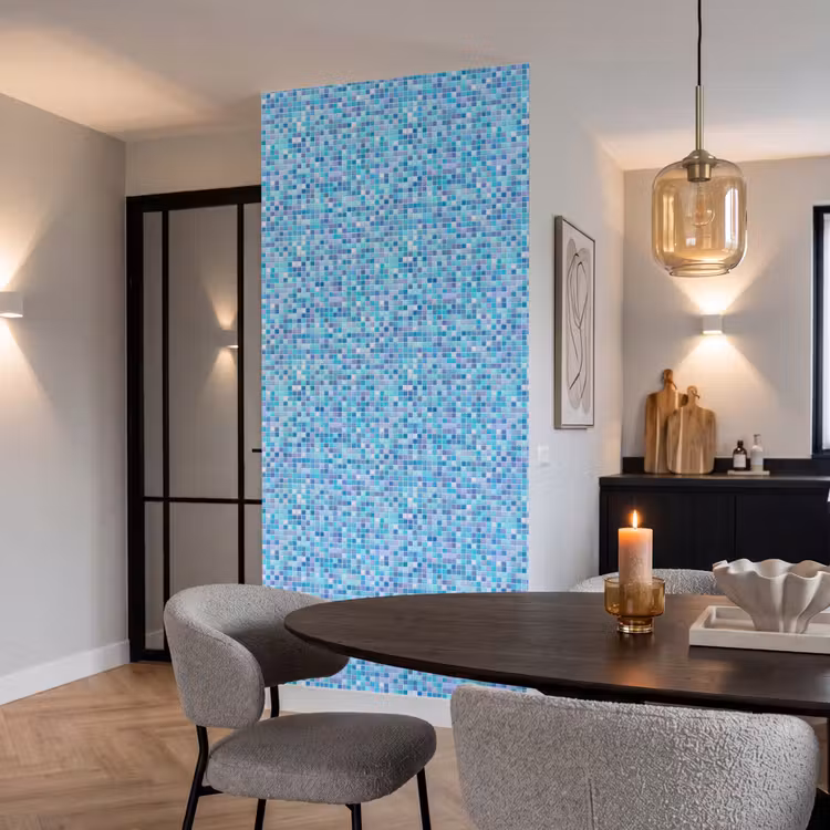 Mozaïek - Patroon - Turquoise Behang Vlies klein 1076 -sfeer3