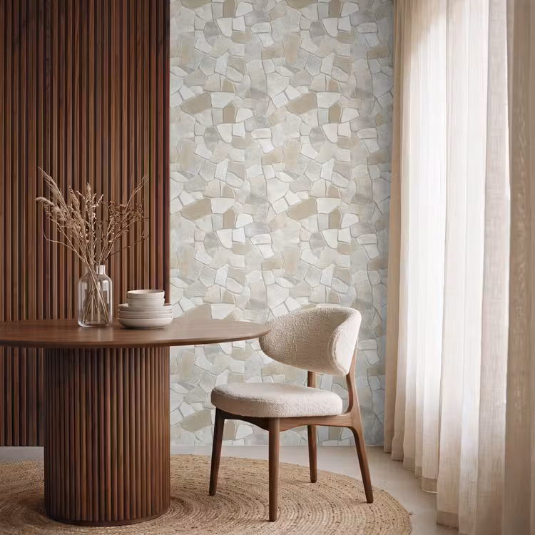 Mozaïek - Stenen - Beige Behang Vlies klein 1076 -sfeer1