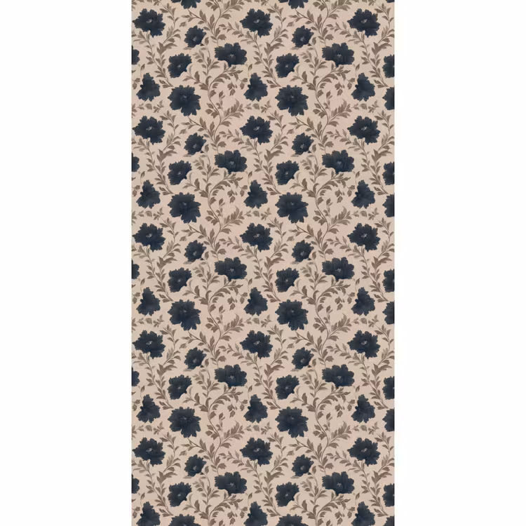 Motief - Bloemen - Zwart - Beige Behang Vlies klein 1076 -3d_website