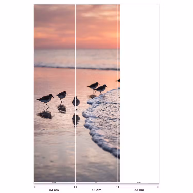 Meeuwen - Strand - Zee - Roze Behang Vlies klein -USP_banen