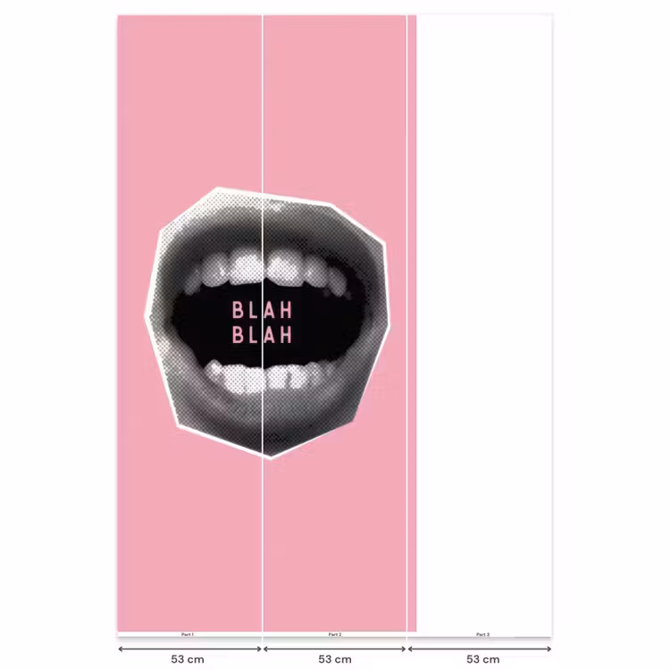 Mond - BLAH BLAH - Roze Behang Vlies klein -USP_banen