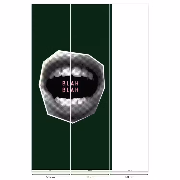 Mond - Groen - Illustratie - BLAH BLAH Behang Vlies klein -USP_banen