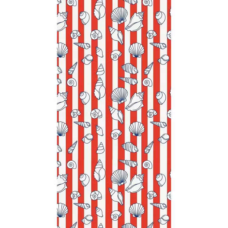 Tapete - Muschel – Meerestiere – Sommer – Illustration – Rot – Blau - Schelp - Zeedieren - Zomer - Illustratie - Rood - Blauw Behang Vlies klein