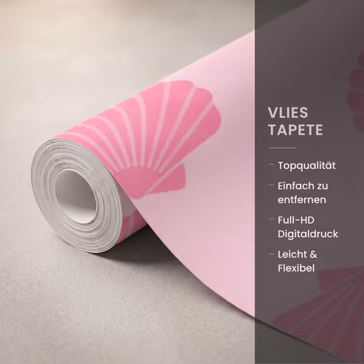 Schelp - Patroon - Zee - Modern - Roze Behang Vlies klein -USP_closeupDE