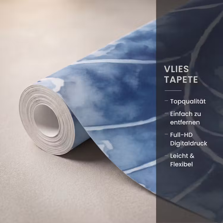Schelp - Spiraal - Zeeleven - Aquarel - Blauw Behang Vlies klein -USP_closeupDE