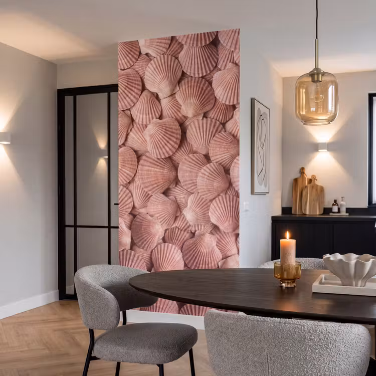Schelpen - Patroon - Roze Behang Vlies klein -sfeer3