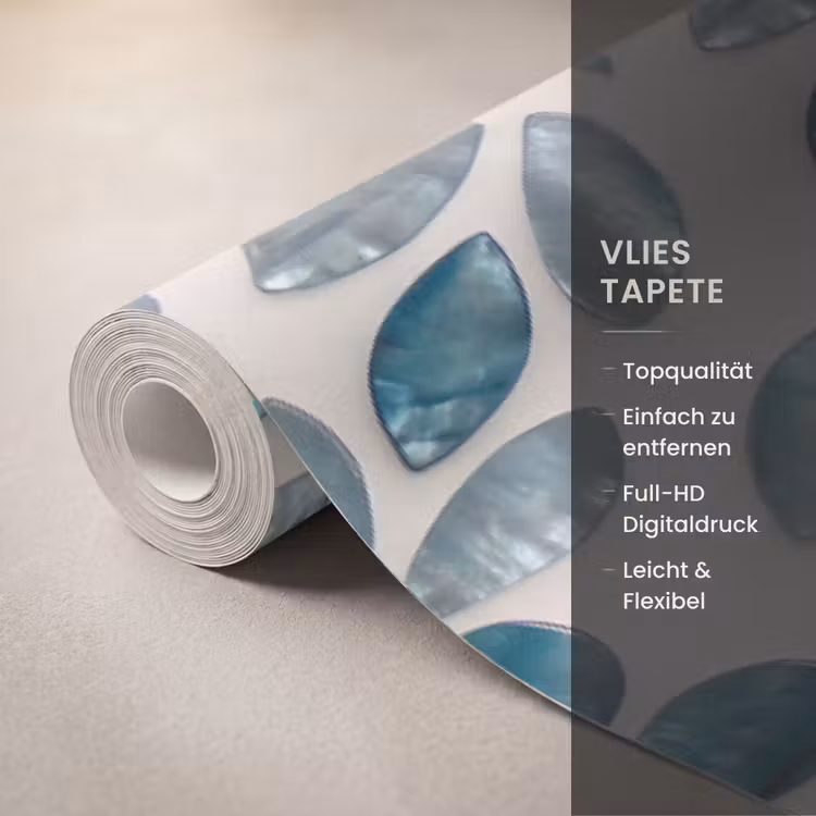 Patroon - Bladeren - Abstract - Modern - Turquoise Behang Vlies klein -USP_closeupDE