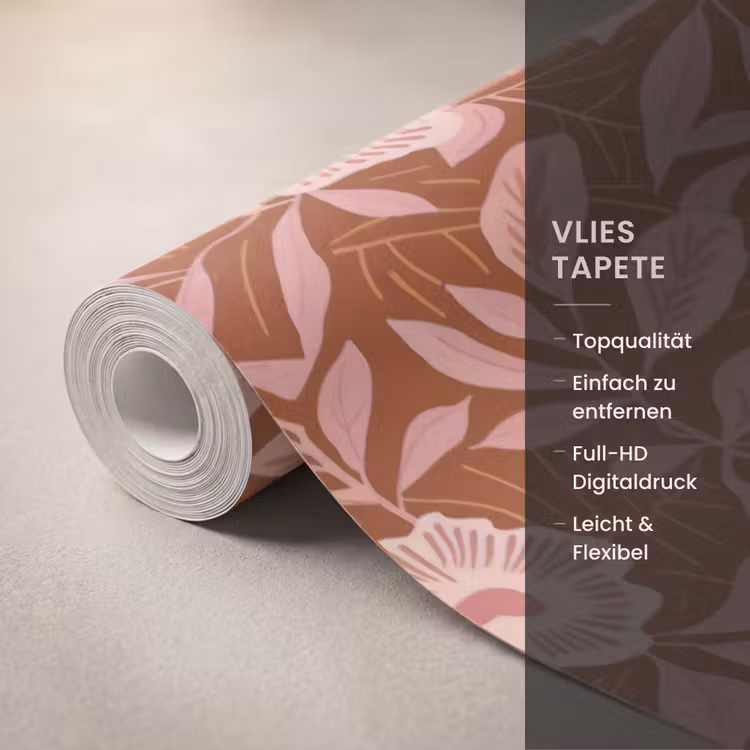 Patroon - Bladeren - Terracotta Behang Vlies klein 1076 -USP_closeupDE