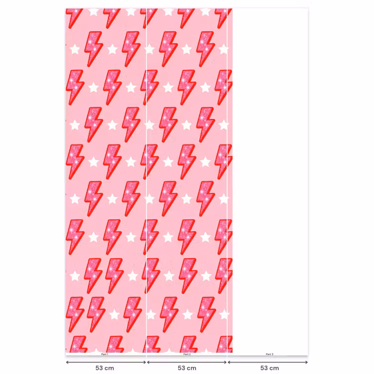 Patroon - Bliksem - Ster - Glitter - Roze Behang Vlies klein -USP_banen