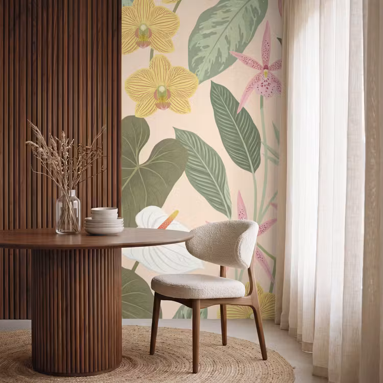 Patroon - Bloemen - Kleurrijk Behang Vlies klein -sfeer1