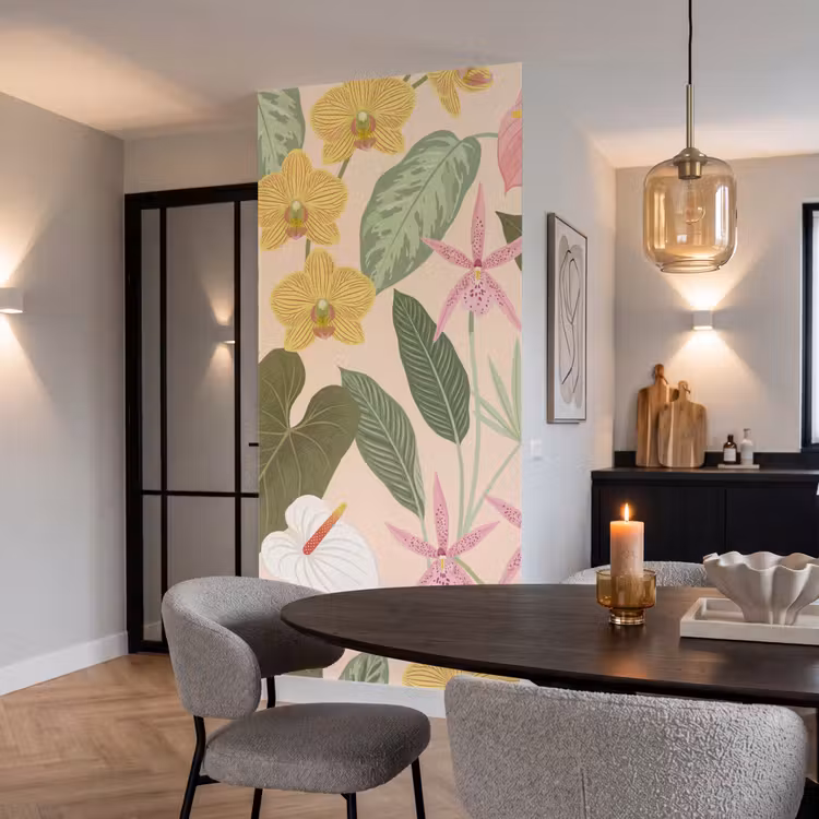 Patroon - Bloemen - Kleurrijk Behang Vlies klein -sfeer3