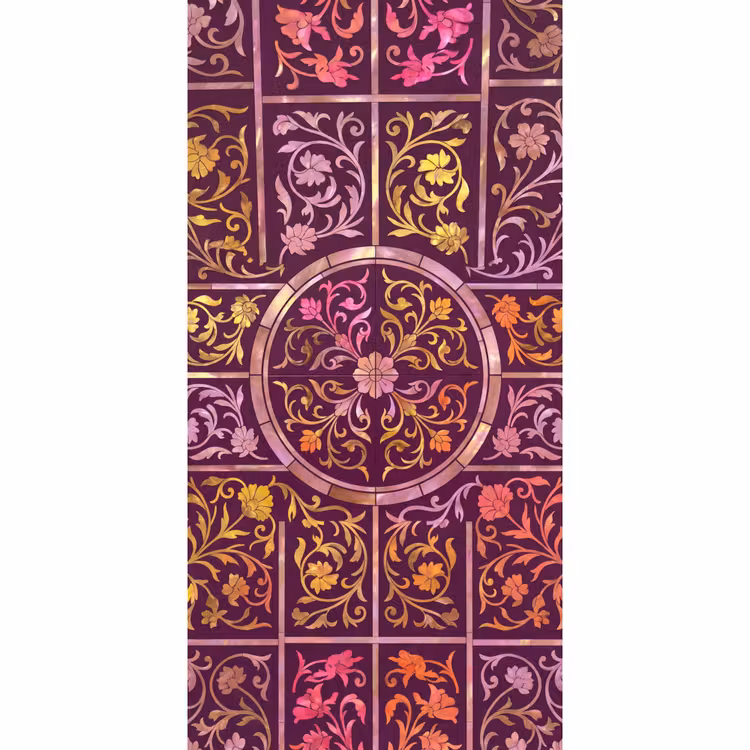 Patroon - Floraal - Oosters - Paars - Goud Behang Vlies klein -3d_website