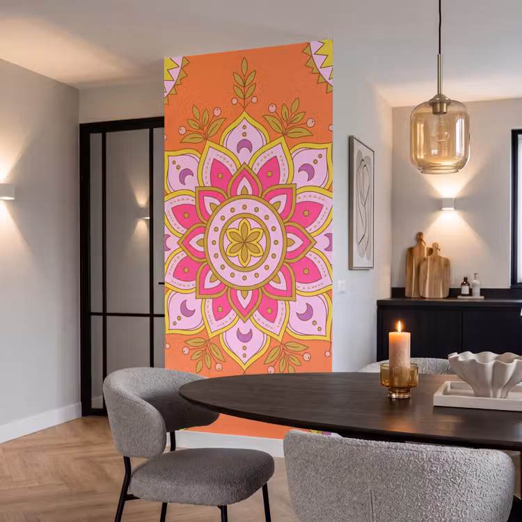 Patroon - Bloemmotief - Decoratie - Abstract - Roze Behang Vlies klein -sfeer3