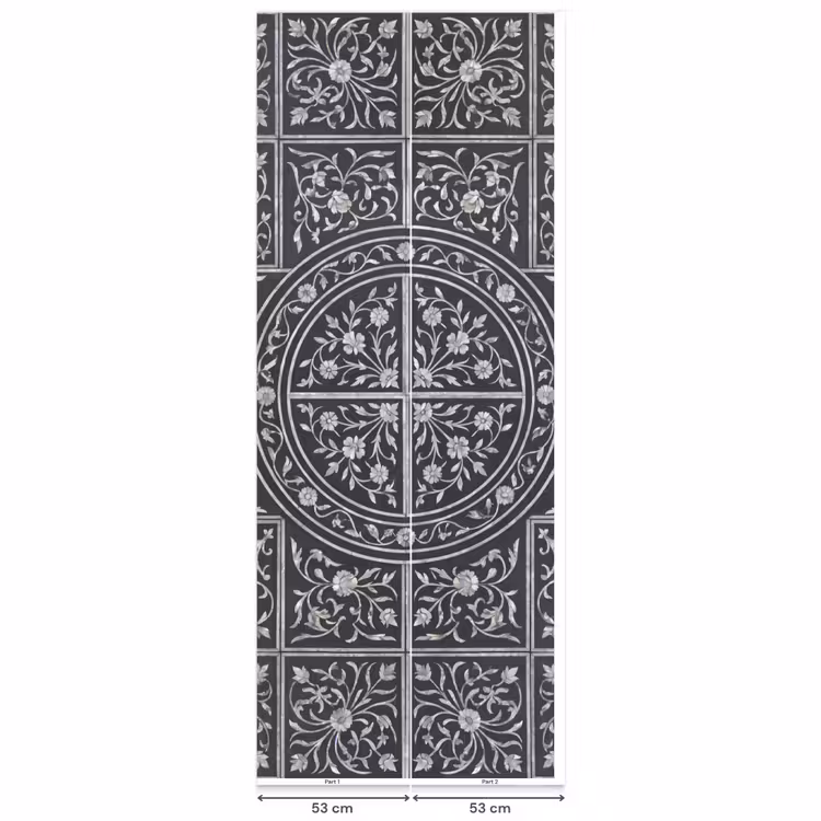 Patroon - Bloemmotief - Decoratie - Klassiek - Zwart Behang Vlies klein -USP_banen