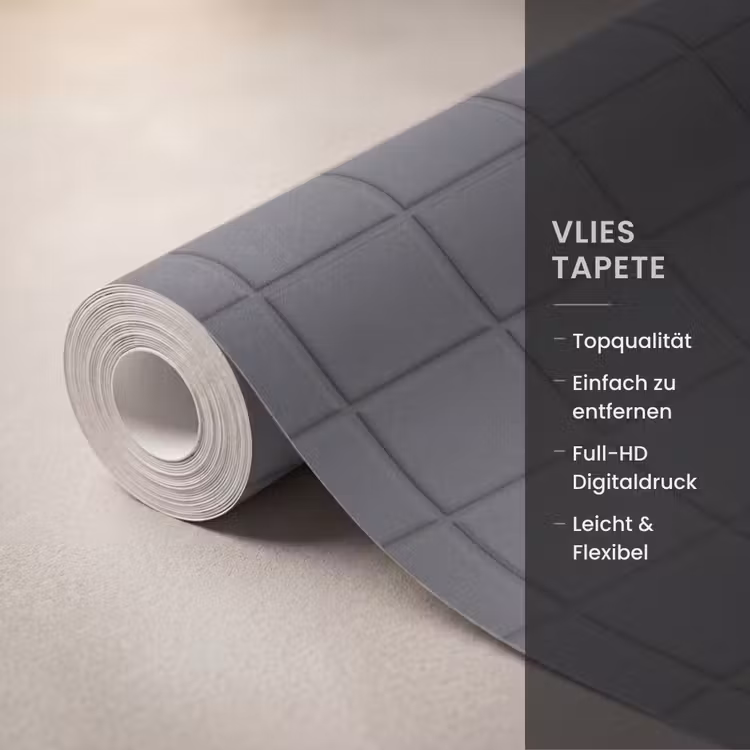 Patroon - Tegel - Grafiet - Grijs Behang Vlies klein 1076 -USP_closeupDE
