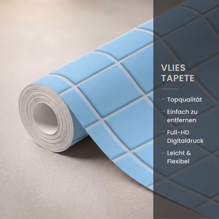 Patroon - Tegel - Pastel - Blauw Behang Vlies klein 1076 -USP_closeupDE