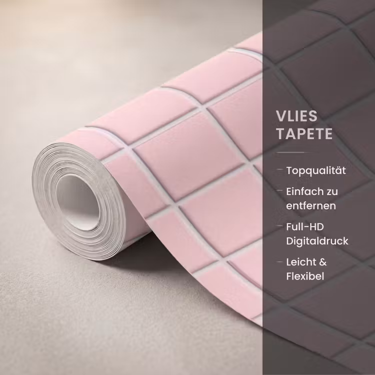 Patroon - Tegel - Pastelroze Behang Vlies klein 1076 -USP_closeupDE