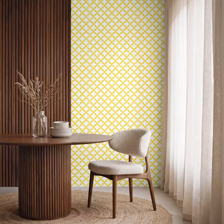 Patroon - Geometrisch - Klassiek - Geel Behang Vlies klein 1076 -sfeer1
