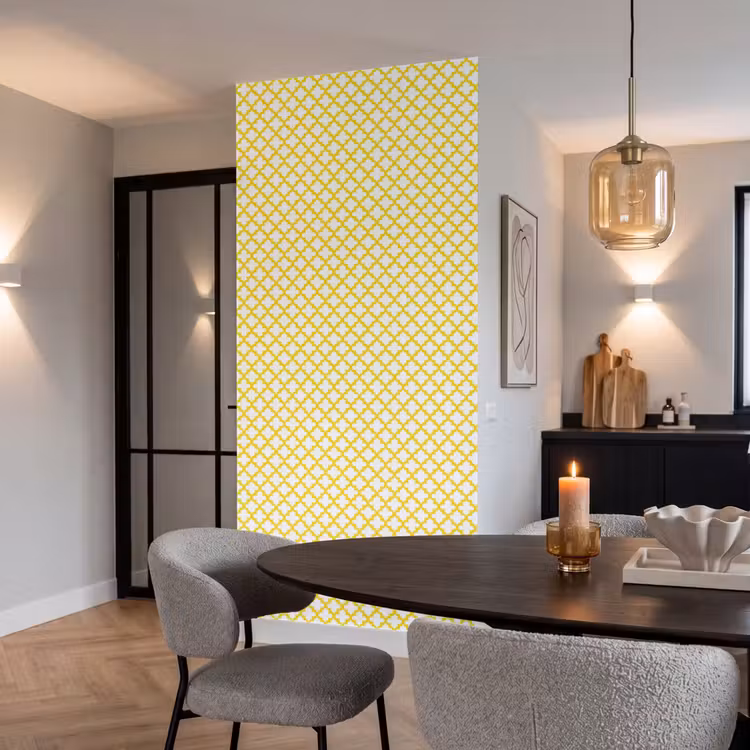 Patroon - Geometrisch - Klassiek - Geel Behang Vlies klein 1076 -sfeer3