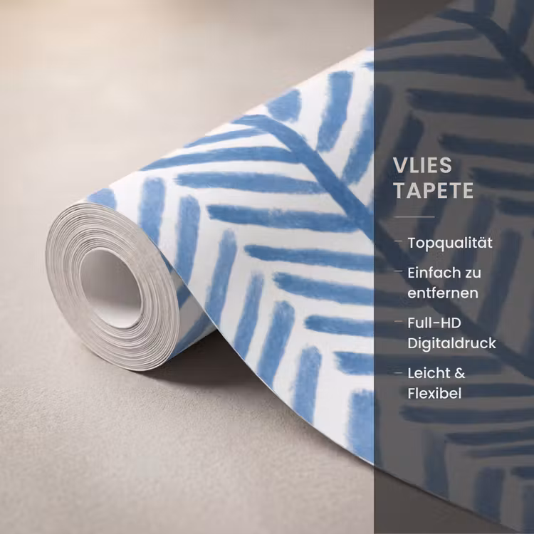 Patroon - Streep - Blauw Behang Vlies klein 1076 -USP_closeupDE