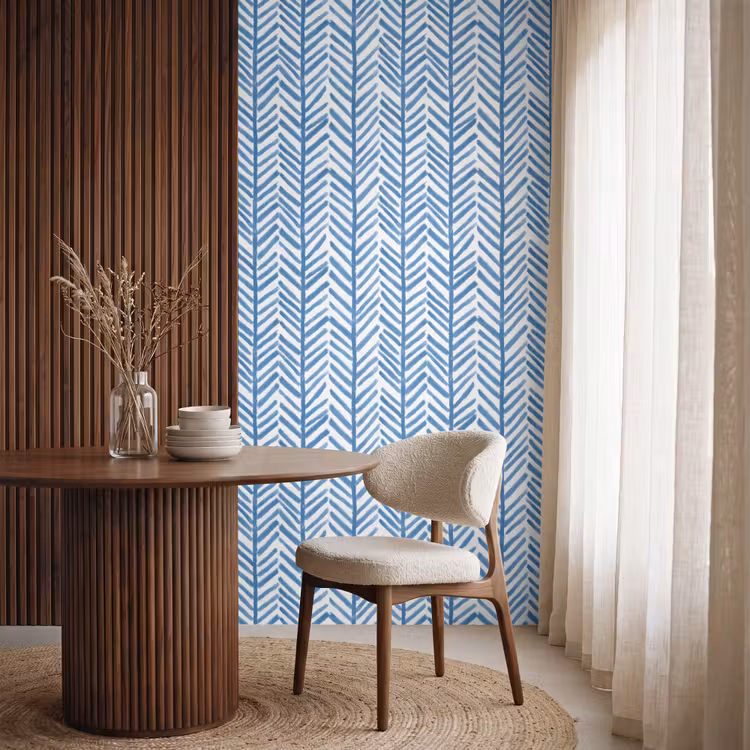 Patroon - Streep - Blauw Behang Vlies klein 1076 -sfeer1