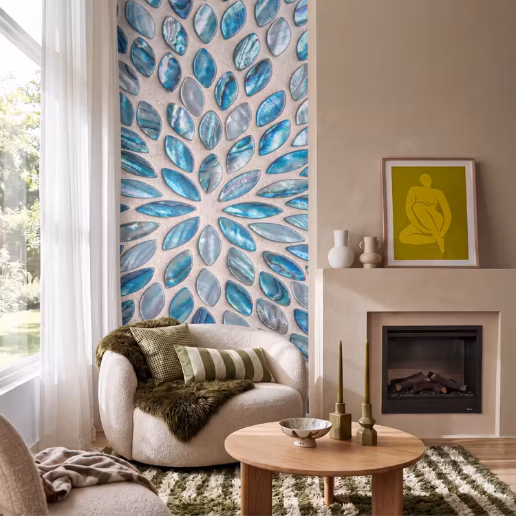 Patroon - Glans - Abstract - Blauw - Decoratie Behang Vlies klein -sfeer2