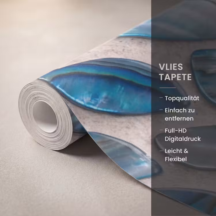 Patroon - Glans - Abstract - Blauw - Decoratie Behang Vlies klein -USP_closeupDE