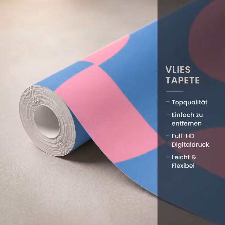Patroon - Halve cirkels - Abstract - Modern - Roze - Blauw Behang Vlies klein -USP_closeupDE