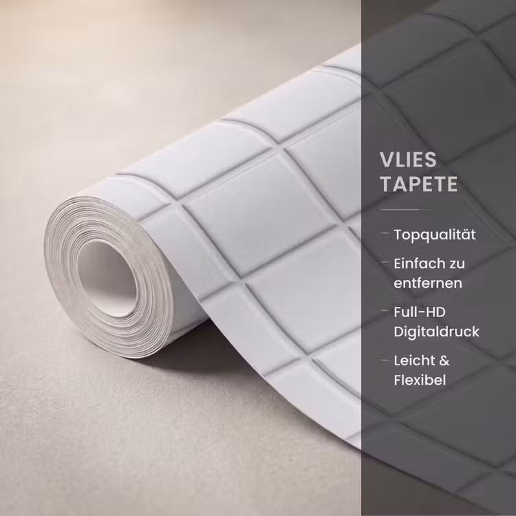 Patroon - Tegels - Grijs - Wit Behang Vlies klein 1076 -USP_closeupDE
