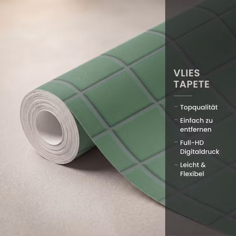 Patroon - Tegels - Groen Behang Vlies klein 1076 -USP_closeupDE