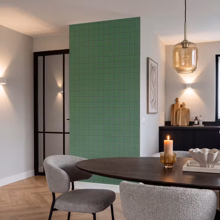 Patroon - Tegels - Groen Behang Vlies klein 1076 -sfeer3