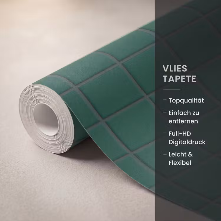 Patroon - Tegels - Dennen - Groen Behang Vlies klein 1076 -USP_closeupDE