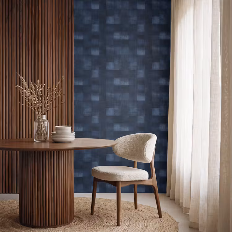 Patroon - Ruit - Marineblauw Behang Vlies klein 1076 -sfeer1
