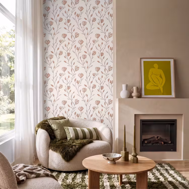 Patroon - Klassiek - Roze Behang Vlies klein 1076 -sfeer2