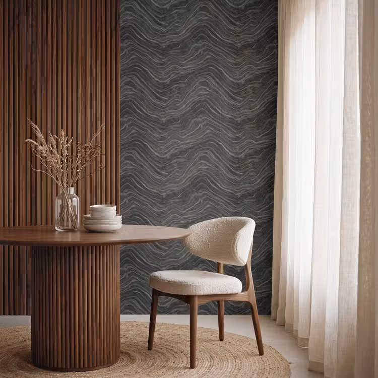 Patroon - Contrast - Antraciet Behang Vlies klein 1076 -sfeer1