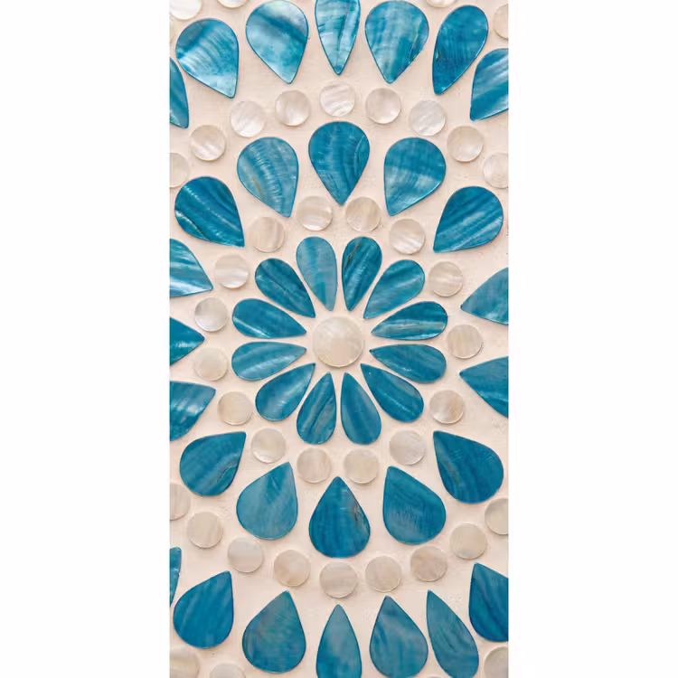 Patroon - Mozaïek - Schelpen - Abstract - Turquoise Behang Vlies klein -3d_website