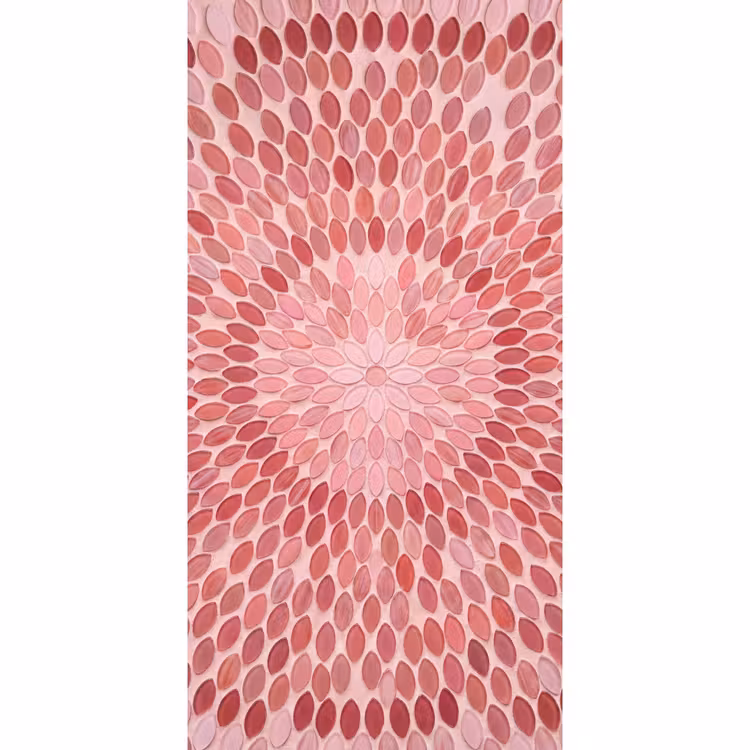 Patroon - Mozaïek - Ovaal - Abstract - Roze Behang Vlies klein -3d_website