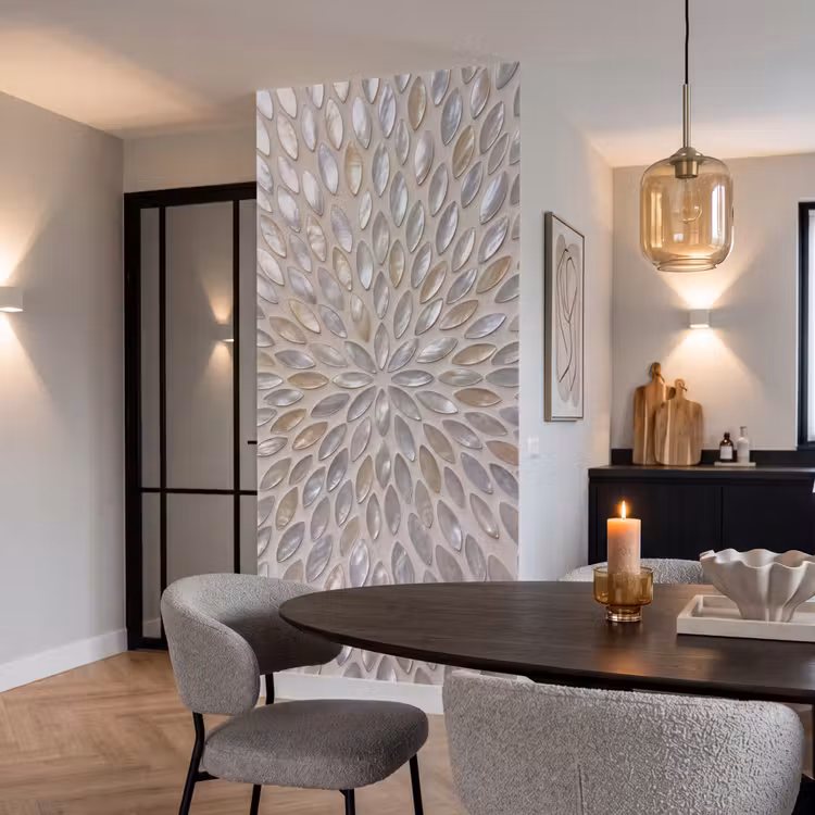 Patroon - Ovaal - Glanzend - Abstract - Beige Behang Vlies klein -sfeer3
