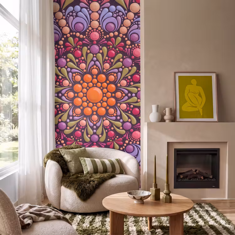 Patroon - Stippen - Abstract - Modern - Kleurrijk Behang Vlies klein -sfeer2