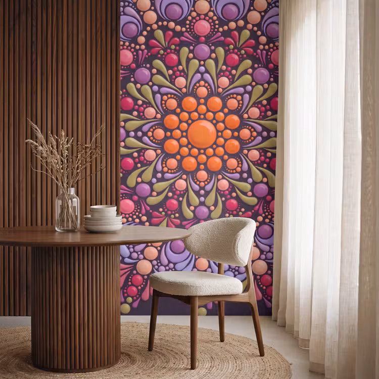 Patroon - Stippen - Abstract - Modern - Kleurrijk Behang Vlies klein -sfeer1
