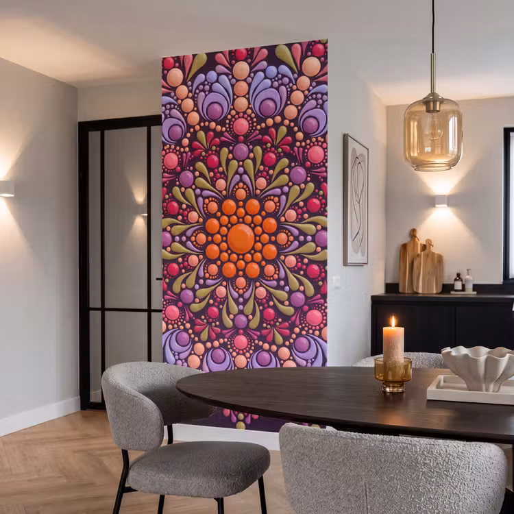 Patroon - Stippen - Abstract - Modern - Kleurrijk Behang Vlies klein -sfeer3