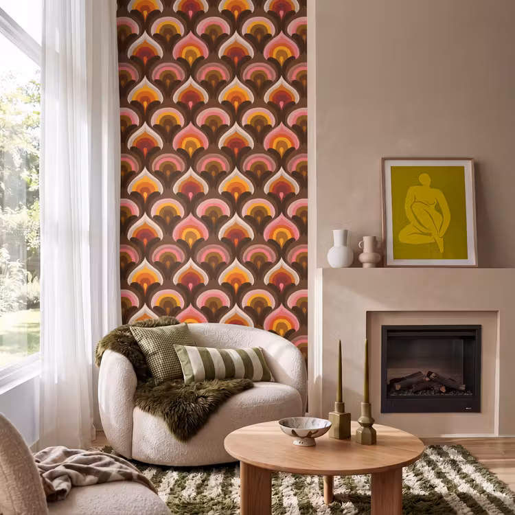 Patroon - Retro - Kleurrijk Behang Vlies klein 1076 -sfeer2