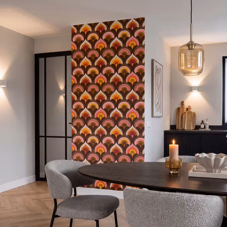 Patroon - Retro - Kleurrijk Behang Vlies klein 1076 -sfeer3