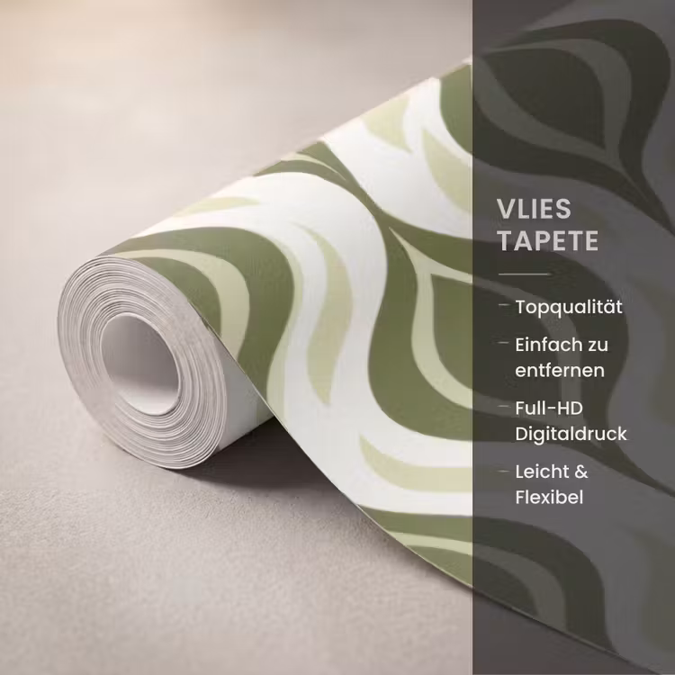 Patroon - Retro - Groen Behang Vlies klein 1076 -USP_closeupDE